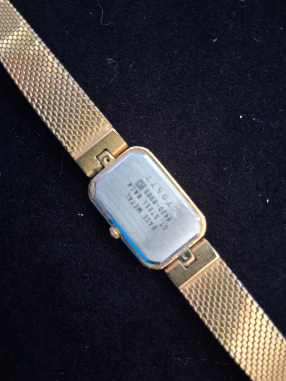 Seiko LaSalle Gold-Tone Rectangular Ladies Tank Watch with Crystal Accents - Picture 8 of 8